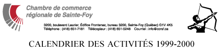 Calendrier Chambre de commerce régionale de Ste-Foy